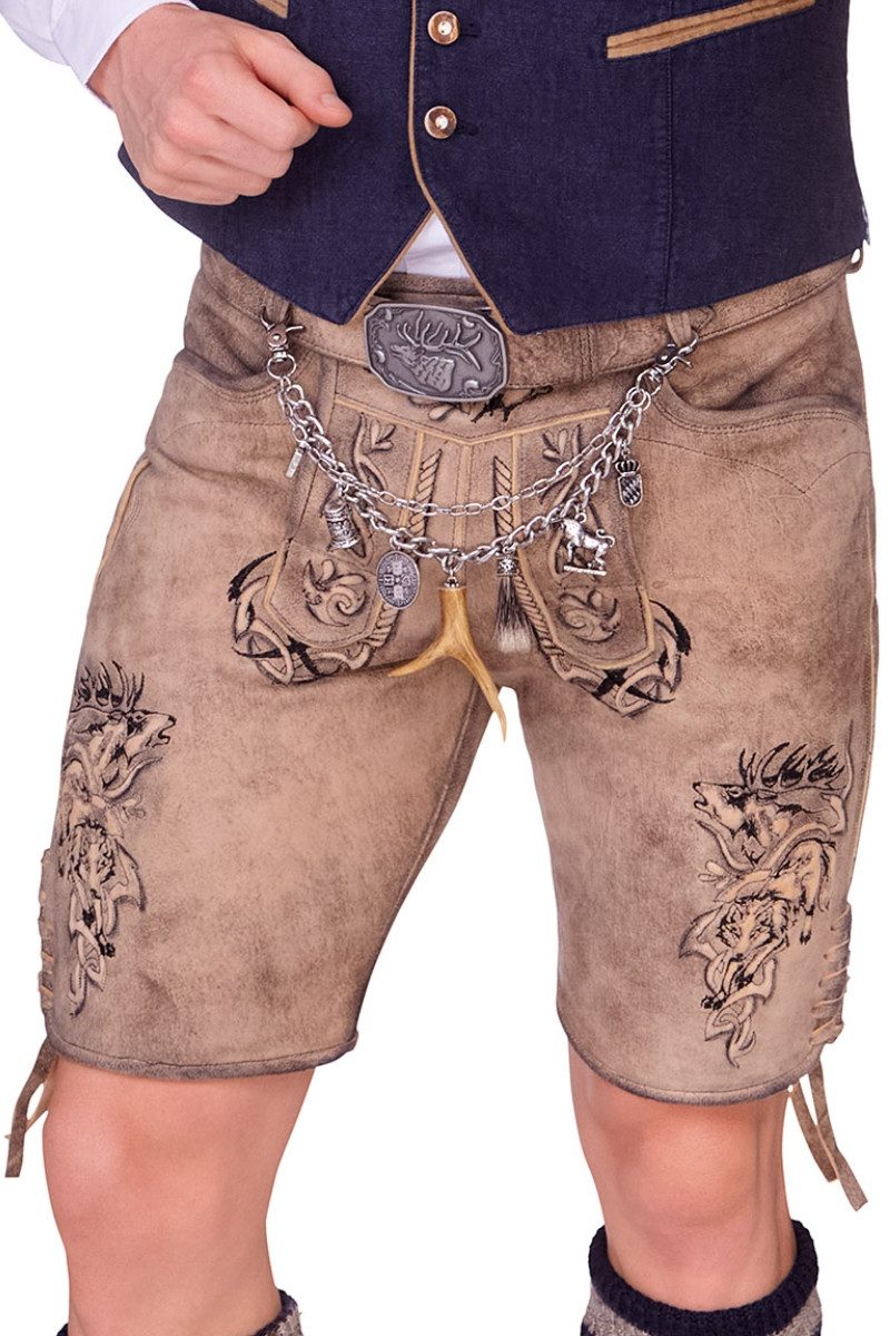 Spieth & Wensky Trachtenlederhose Lederhose Herren kurz - TRITON - hirse