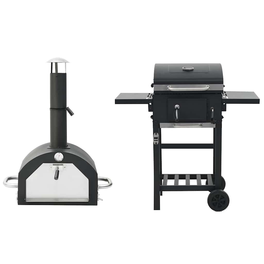 vidaXL Grillkamin 3-in-1 Outdoor-Pizzaofen & Grill Schwarz