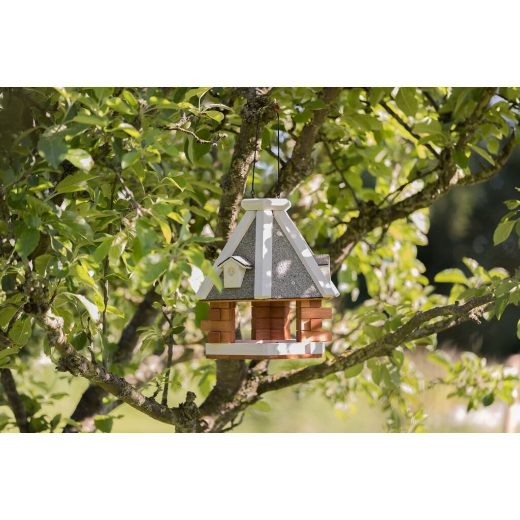 TRIXIE Vogelhaus Vogelfutterhaus zum Aufhängen - braun/weiß - ø 36 × 35 cm