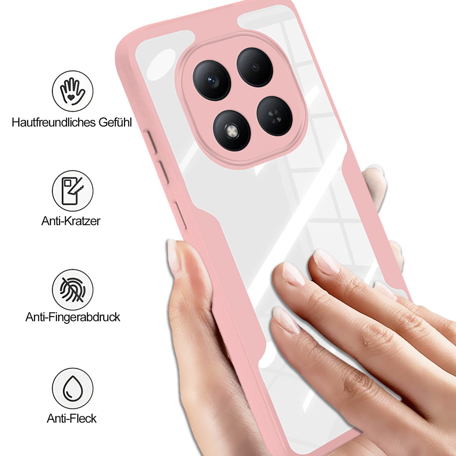 betterfon Handyhülle für Xiaomi Redmi Note 15 Pro+ / Poco M8 Pro 5G, 360° mit Dispayfolie, Vollschutz Case mit integriertem Displayschutz und klarer Sicht – Bild 4 von 5