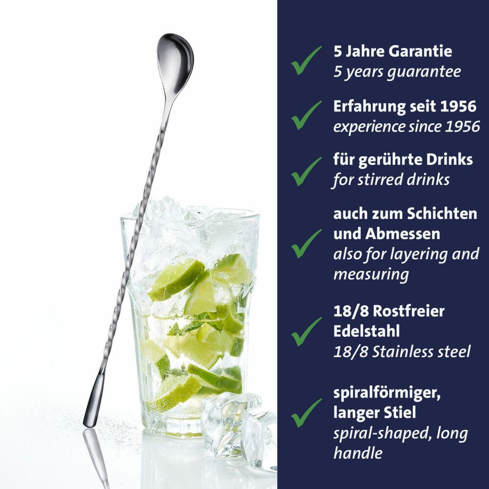 WESTMARK Servierlöffel Barlöffel James – praktisches Bar-Zubehör zum Mixen von Cocktails