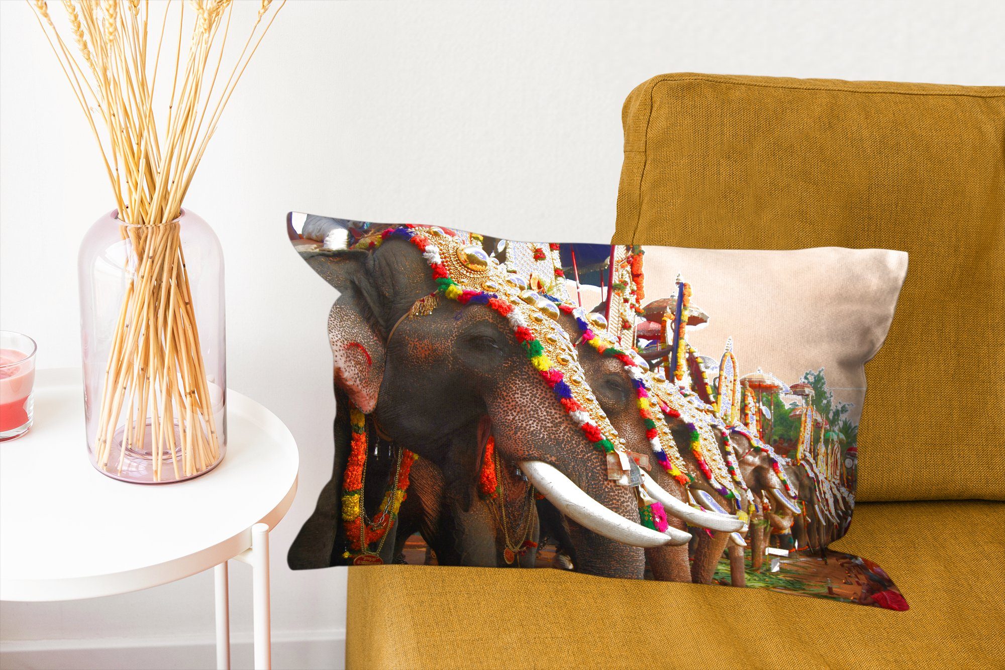 - Dekokissen - Elefant MuchoWow mit Wohzimmer Tiere, Zierkissen, Parade Dekokissen Füllung, Dekoration, Schlafzimmer