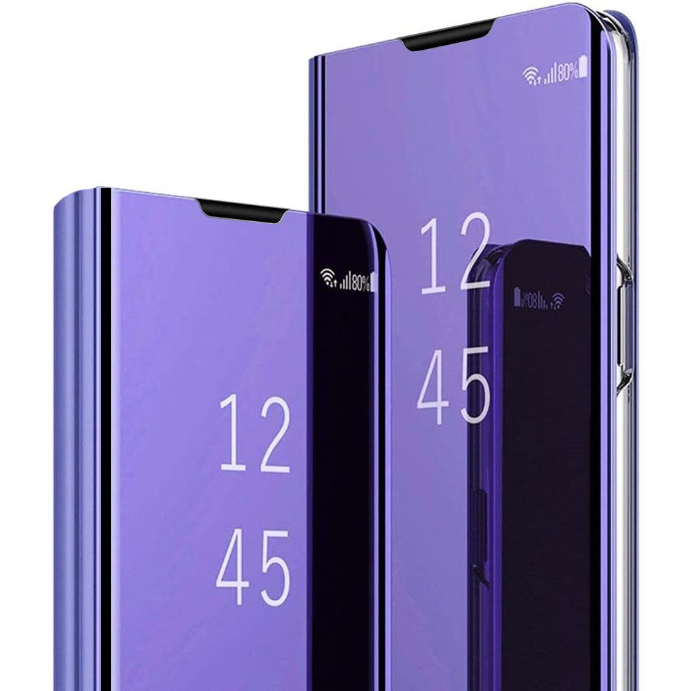 FITSU Handyhülle Spiegel Hülle für iPhone 12 Mini Handytasche, Schlanke Klapphülle, elegantes Flipcase, Handyhülle mit Standfunktion