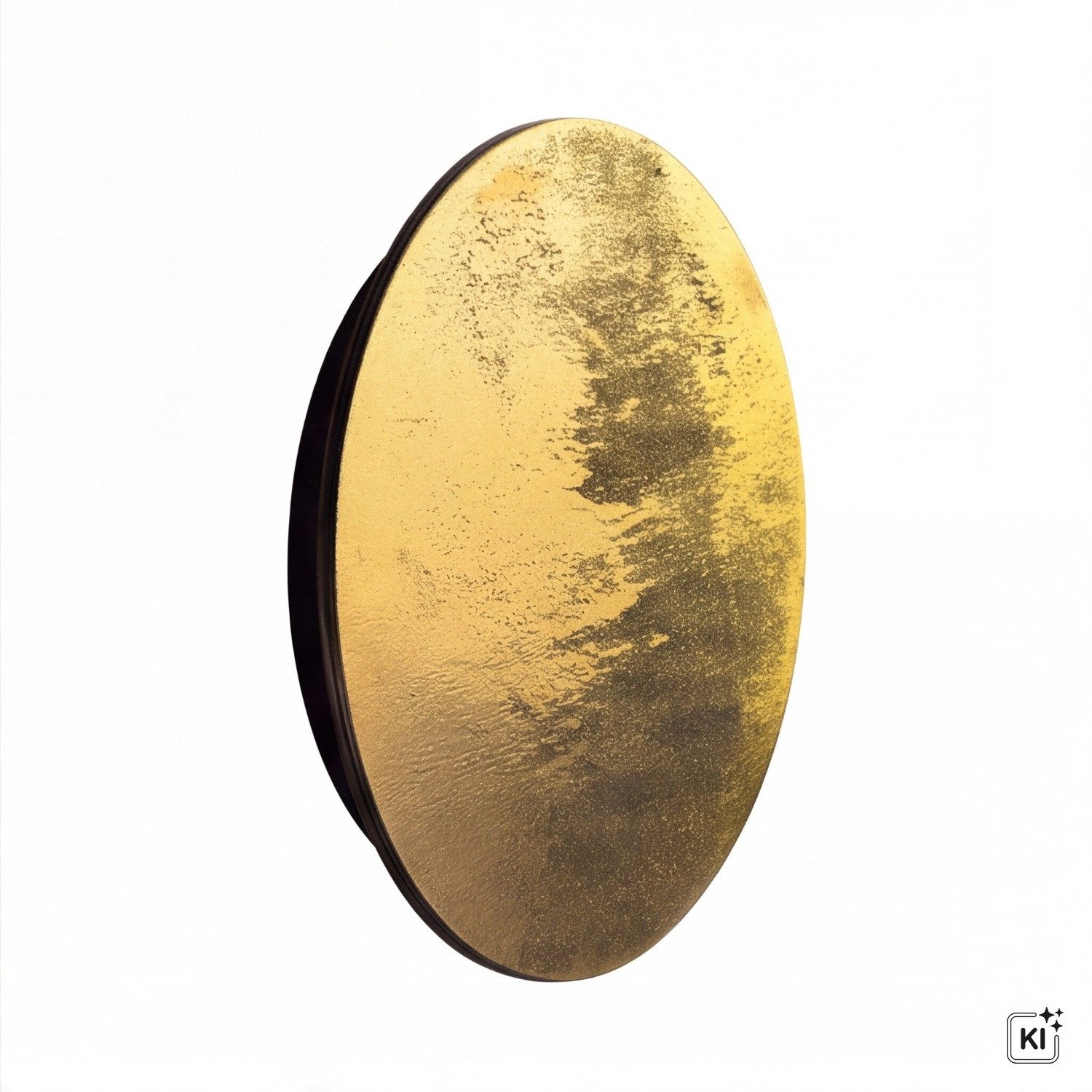 Licht-Erlebnisse Wandleuchte ALLANA, LED, Warmweiß, LED Metall Holz Ø 25 cm in Gold rund 3000 K warmweiß 130 lm Modern