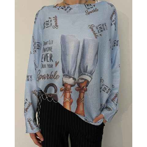 ITALY VIBES Langarmshirt - Shirt SPARKLE - leichter Pullover - Print Heels - ONE SIZE passt hier Gr. XS -L