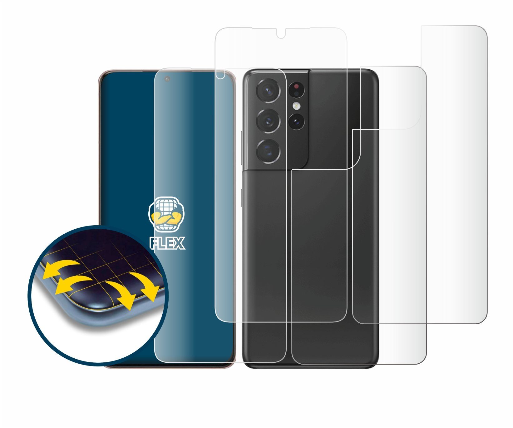 BROTECT Full-Cover Schutzfolie für Samsung Galaxy S21 Ultra 5G  (Display+Rückseite), Displayschutzfolie, 2 Stück, 3D Curved klar
