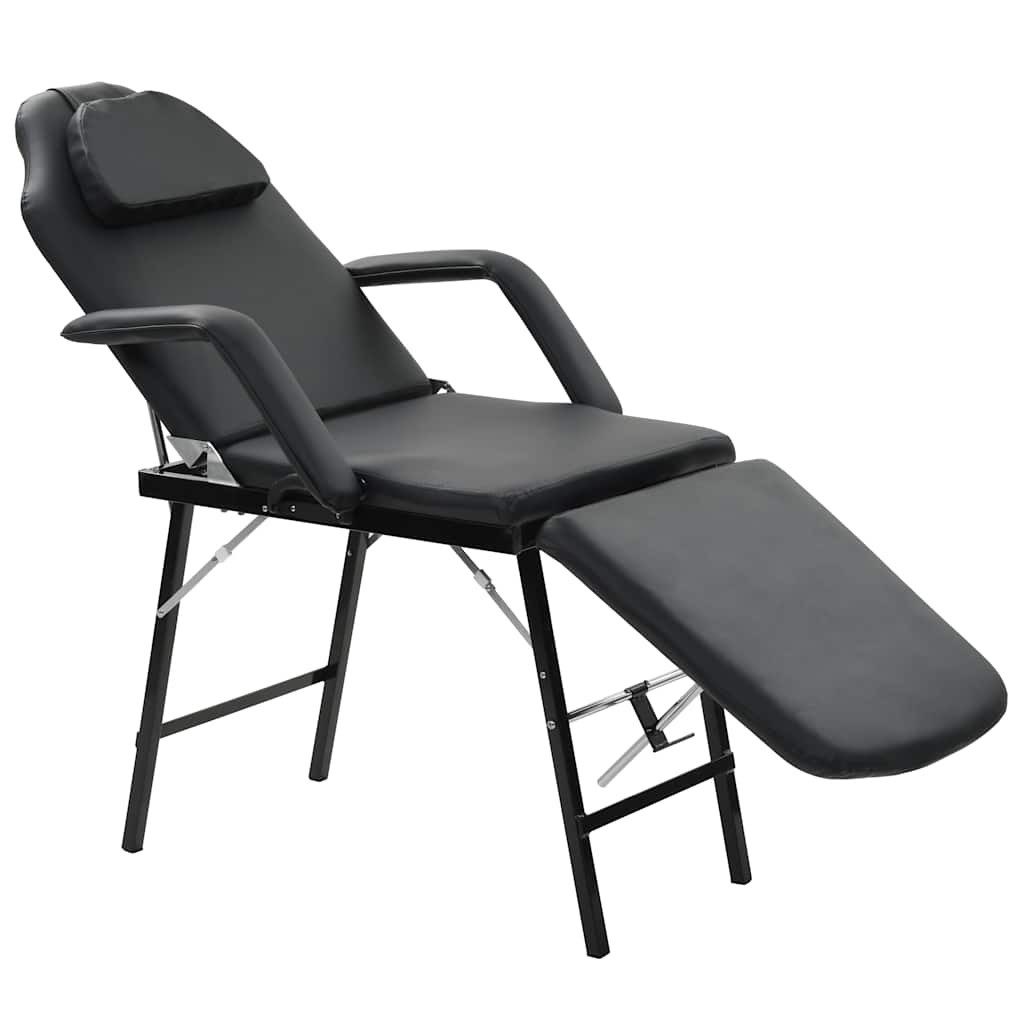 furnicato Massageliege Tragbarer Kosmetikstuhl Schwarz 76x65x24 cm zusammengeklappt, Verstellbare Behandlungsliege mit Kopfkissen und inkl. Tragetasche