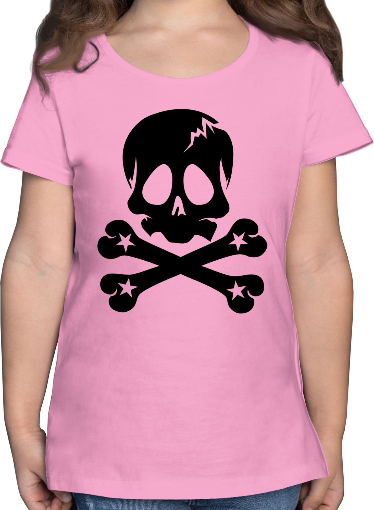 Shirtracer T-Shirt Totenkopf Sterne Kindermotive 1 Rosa | T-Shirts