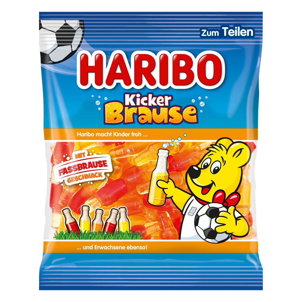 HARIBO Süßigkeit, Haribo Kicker Brause Fruchtgummi mit Fassbrause Geschmack 175g