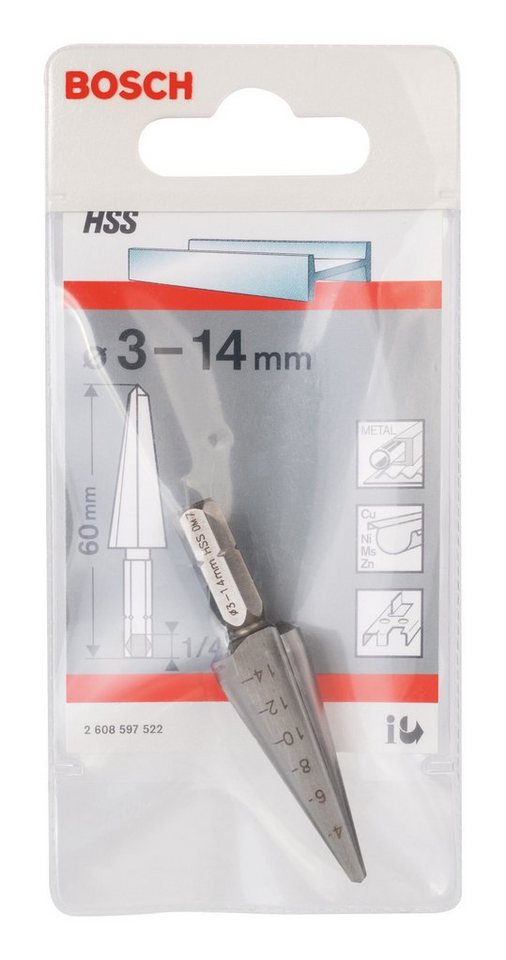Thumbnail - BOSCH Metallbohrer, HSS / Sechskantschaft Blechschälbohrer - 3 - 14 x 60 x 1/4" mm