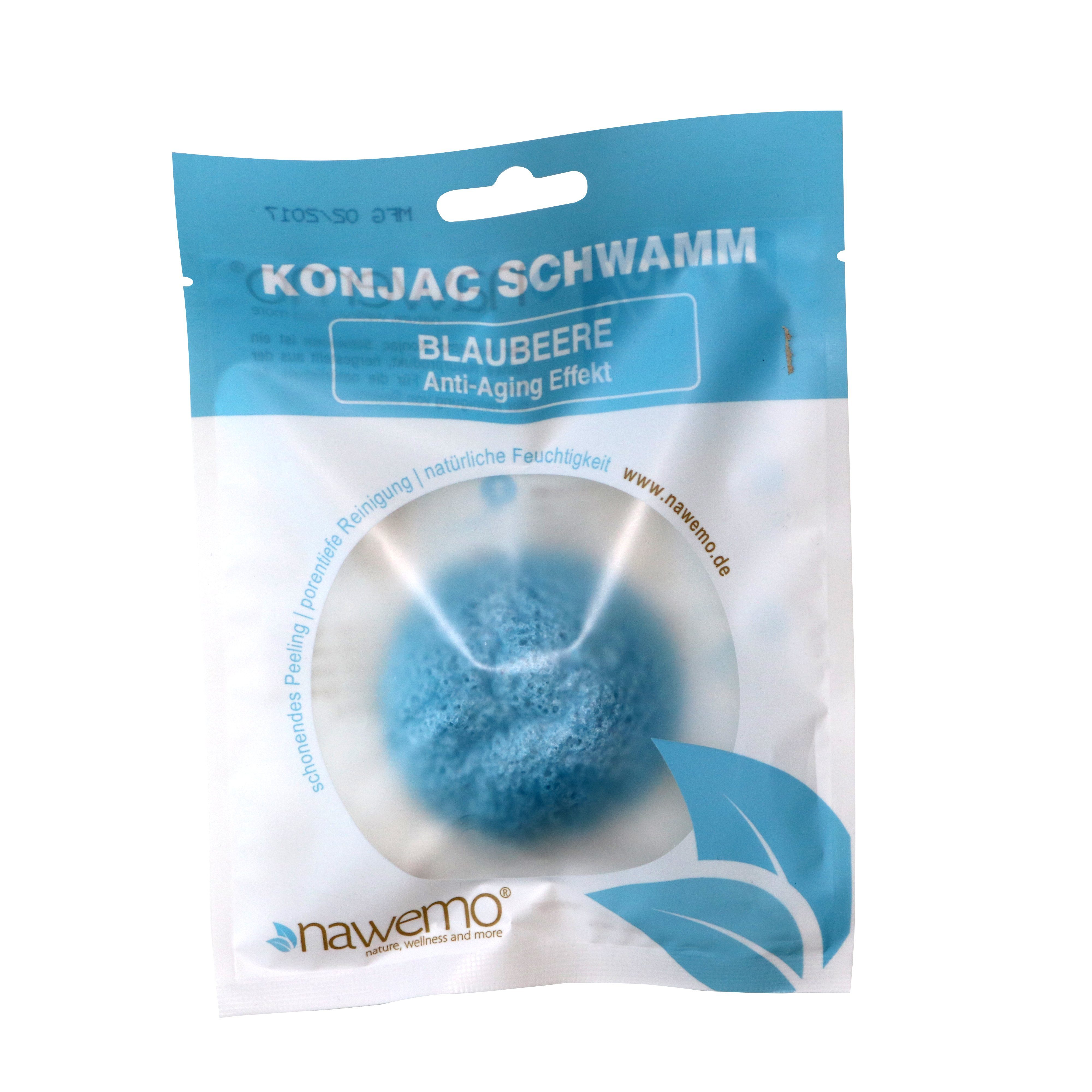Nawemo Gesichtsschwamm Nawemo Konjac Schwamm Blaubeere, mit Anti-Aging Effekt, 1 tlg.