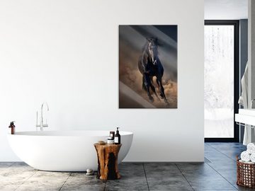 Pixxprint Glasbild Elegantes schwarzes Pferd, Elegantes schwarzes Pferd (1 St), Glasbild aus Echtglas, inkl. Aufhängungen und Abstandshalter