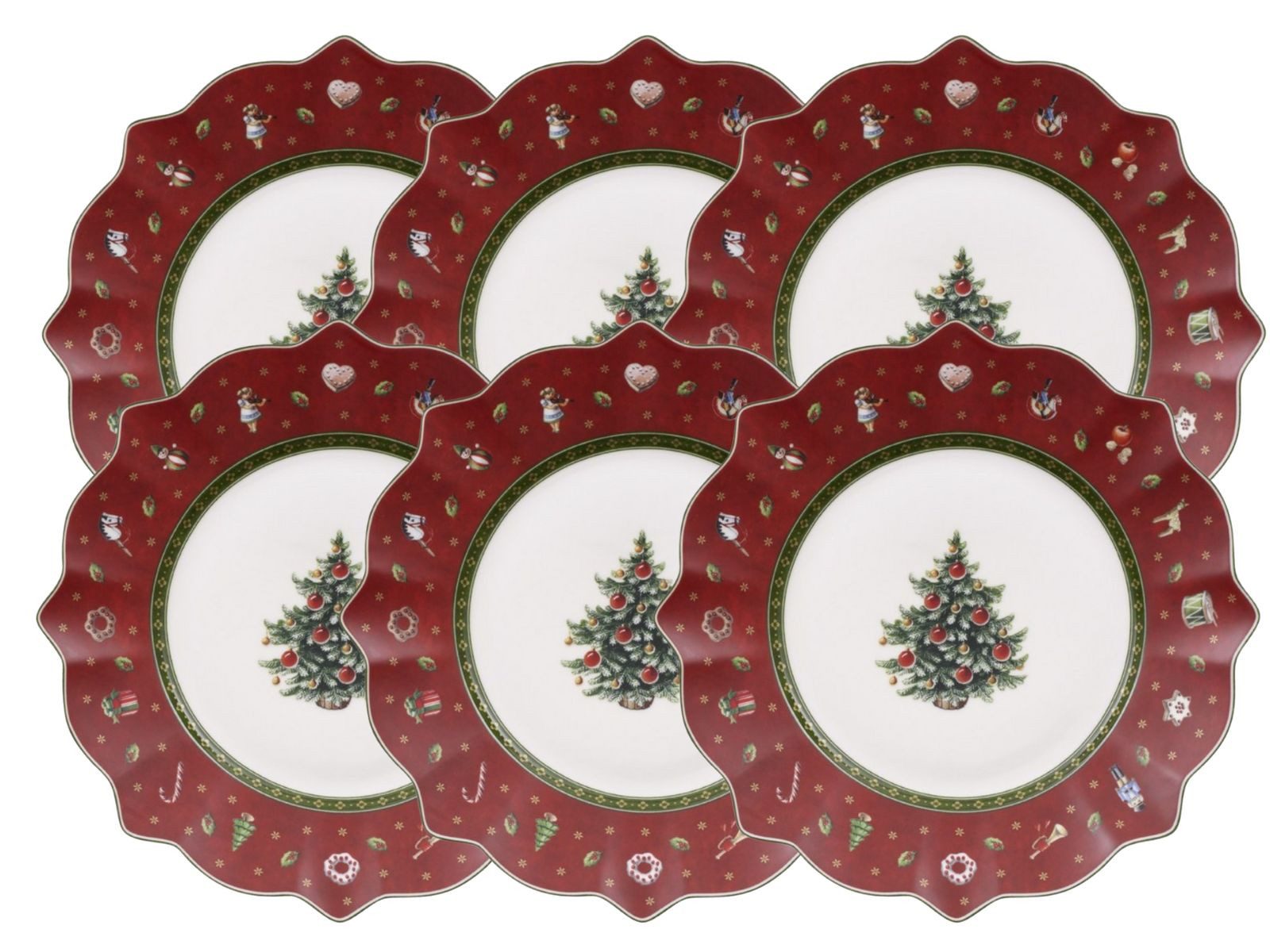 Villeroy & Boch Teller-Set Toy's Delight Frühstücksteller rot 24 cm Set6, Premium Porcelain