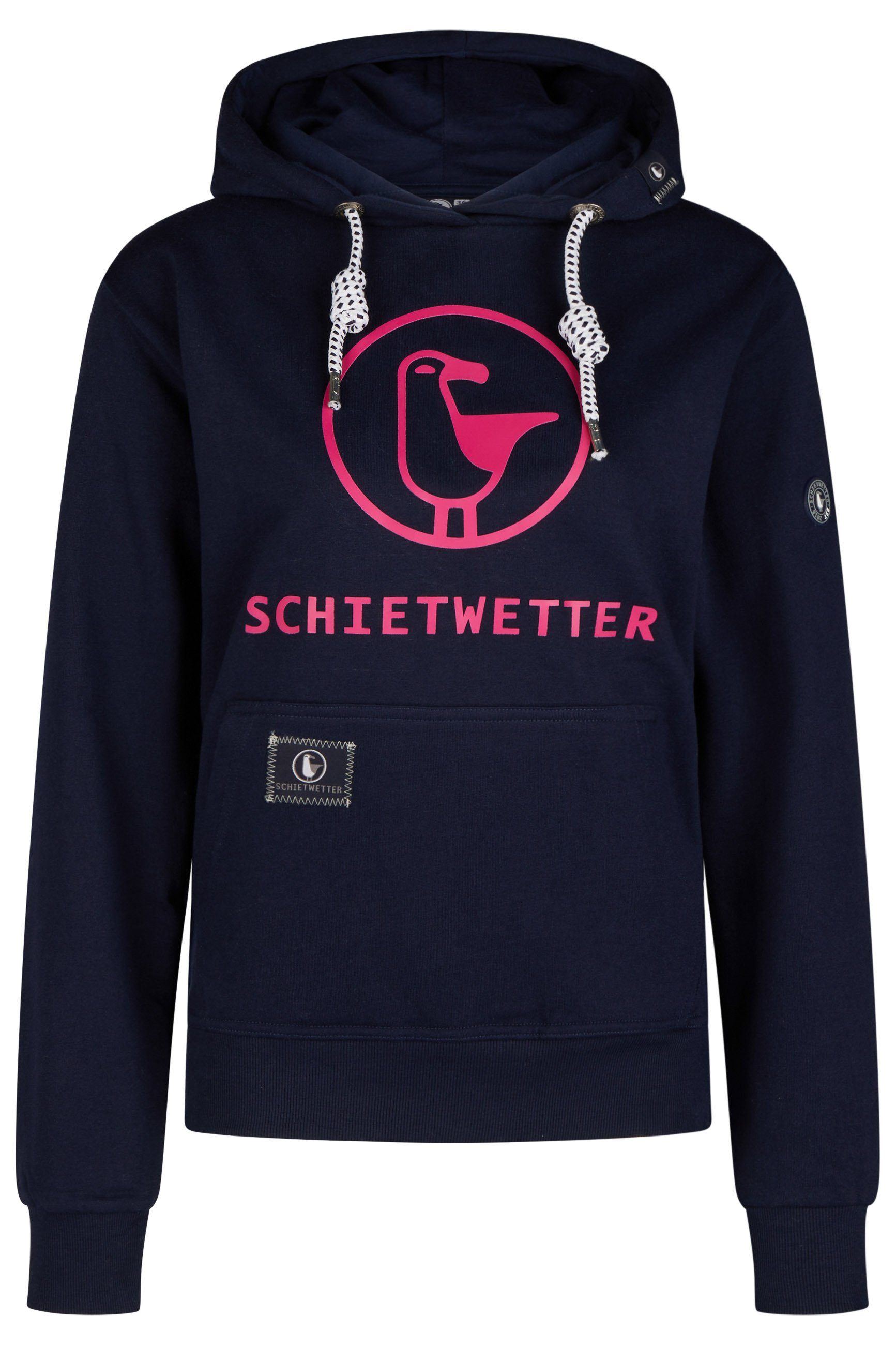 Damen navy/neonpink kuschelig gemütlich warm, Kapuzenpullover Schietwetter und