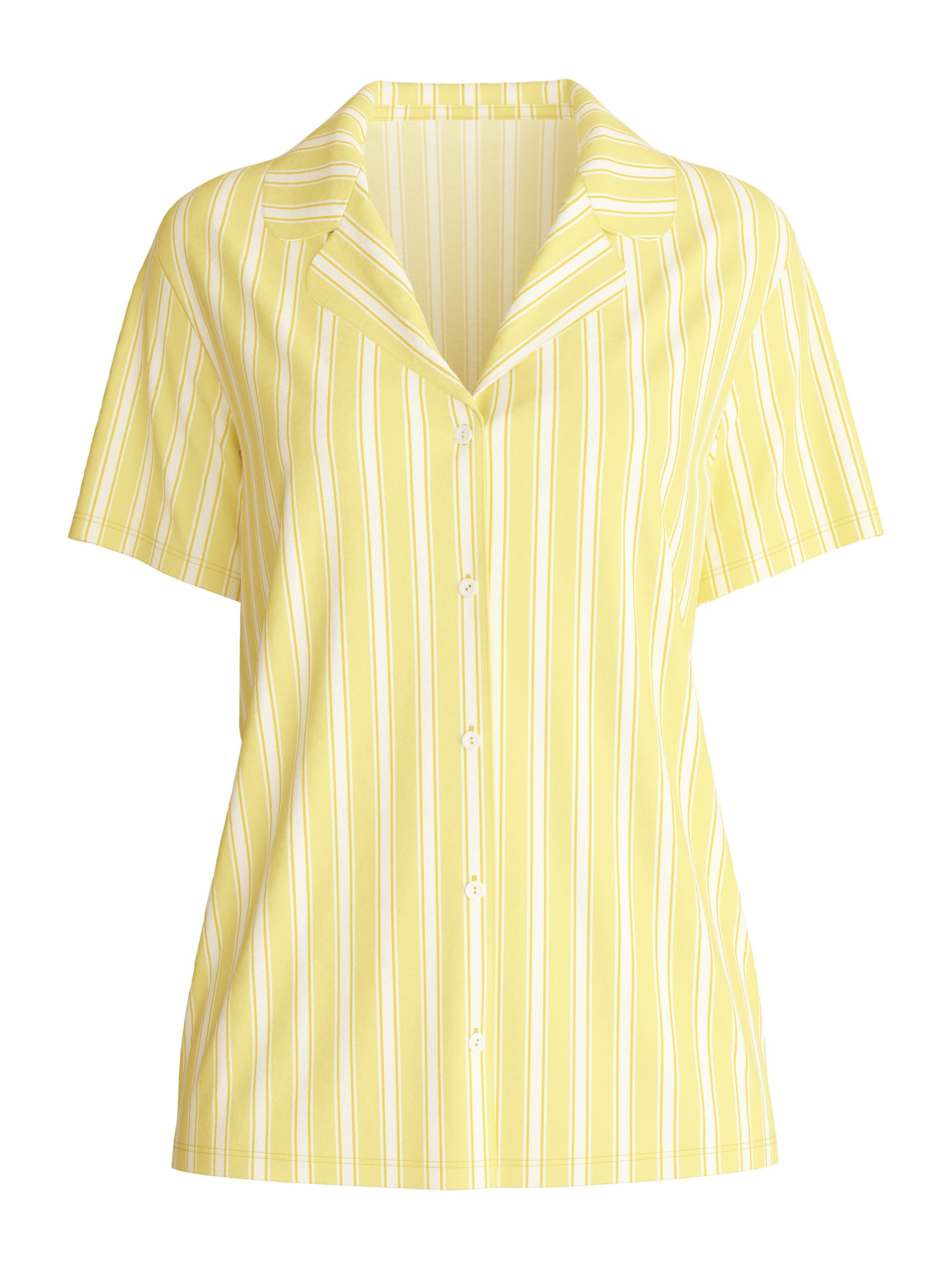 CALIDA Kurzarmshirt Favourites Ocean Damen (1-tlg) durchgeknöpft, weich und mit Streifenlook