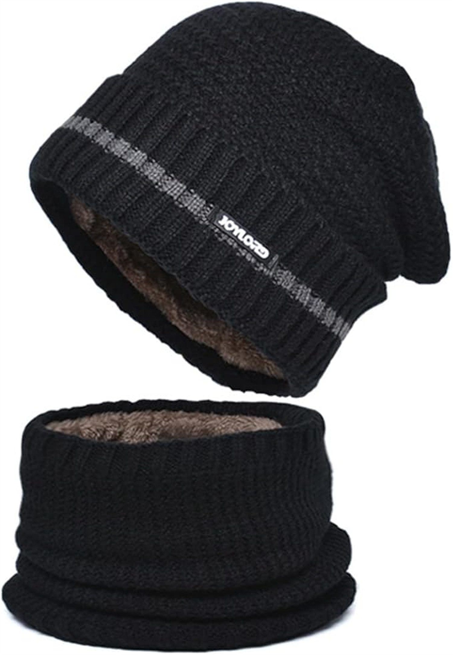 Rhein Beleuchtung Mütze & Schal Winter Chunky Knit Mütze Schal Set (mütze mit schal, schal und mütze set, mütze und loop schal) Weich und warm, geeignet für Männer und Frauen im Freien