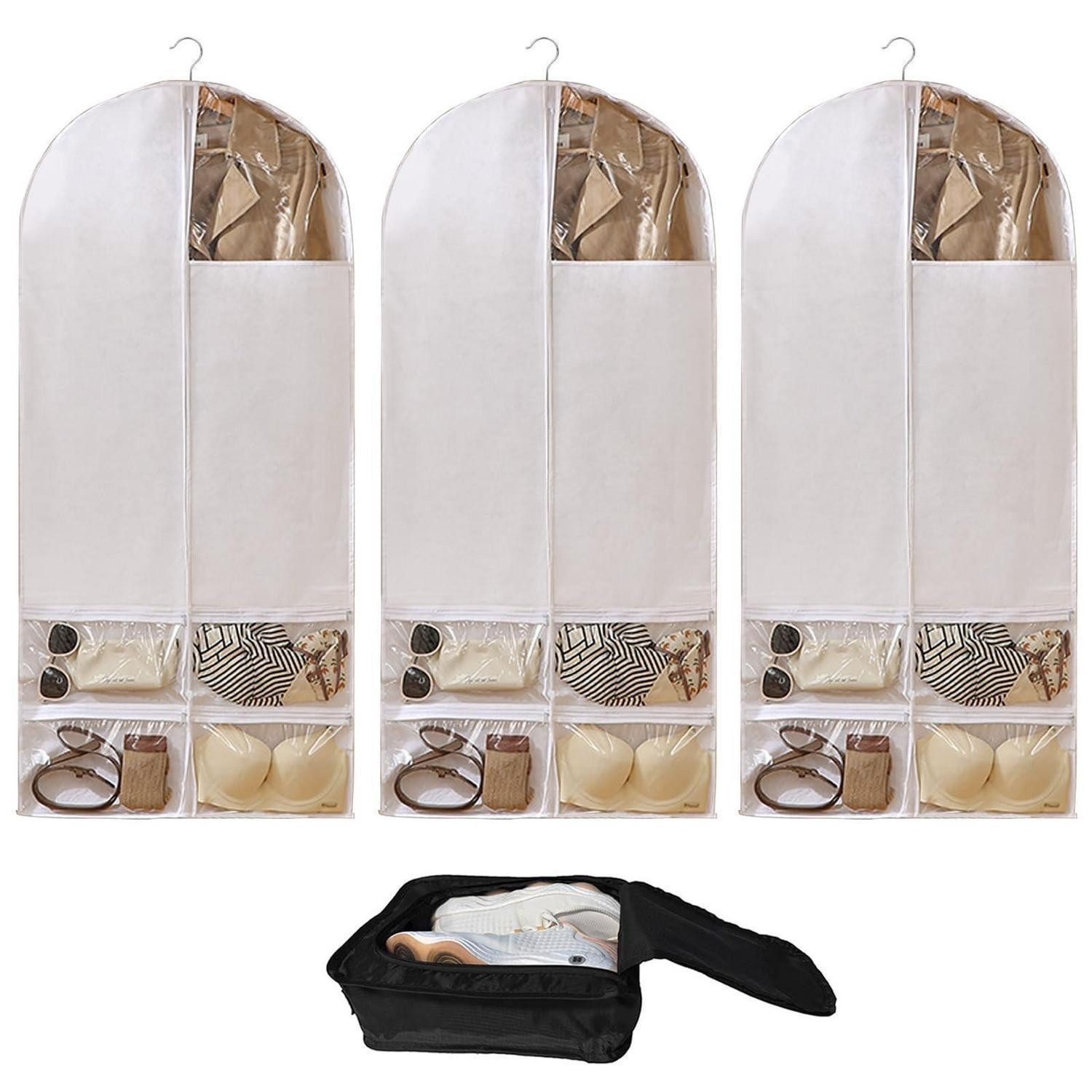 LuxusKollektion Kleidersack Kleidersäcke 3 Stück mit Schuh-Organisator 60x140cm (1 St)
