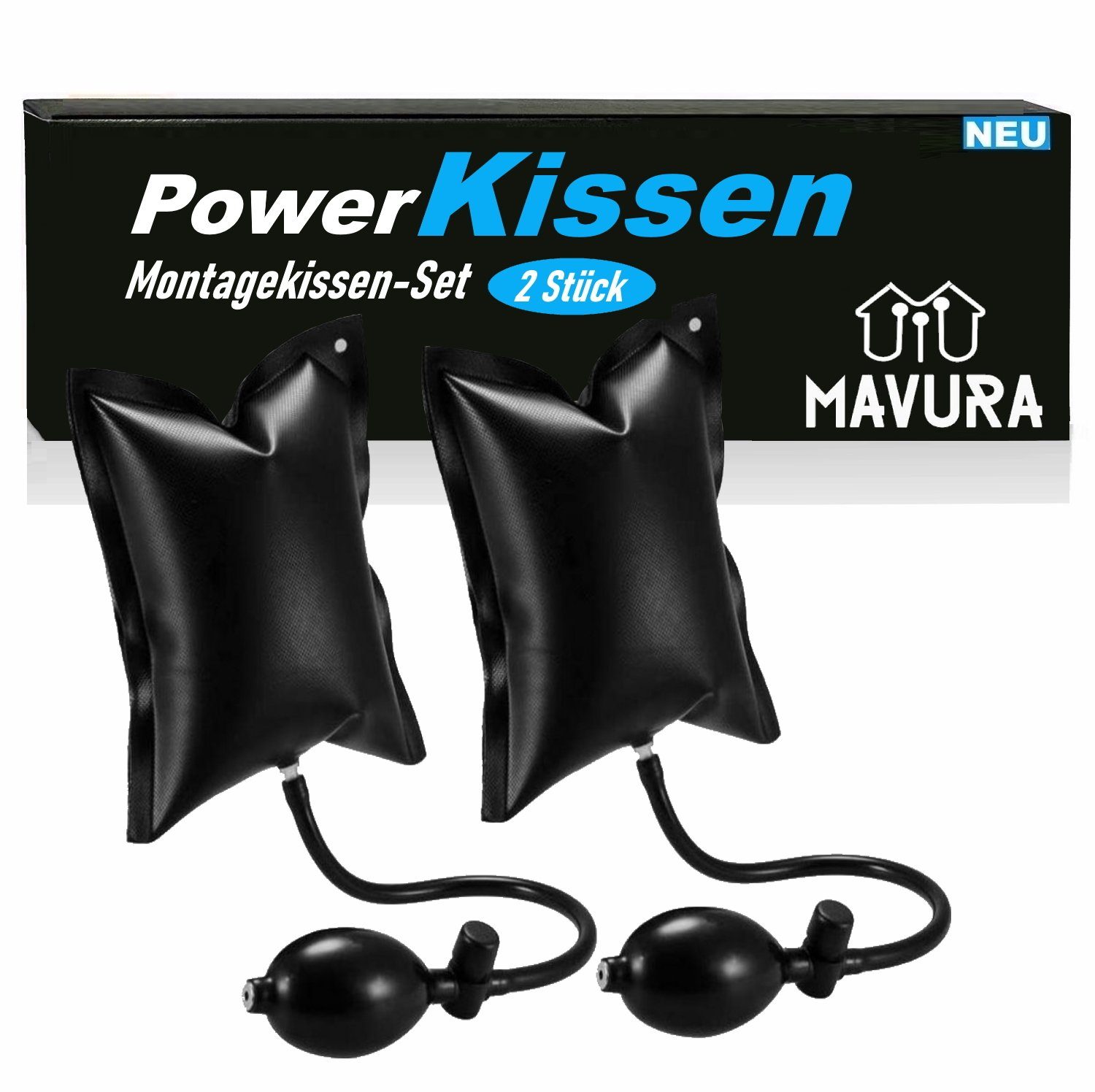 MAVURA Luftkissen PowerKissen AirBag Montagekissen Spreizkissen  Montagehilfe, Pumpkissen Hebel Hebekissen Fester Montage Kissen Spanner  [2er Set]