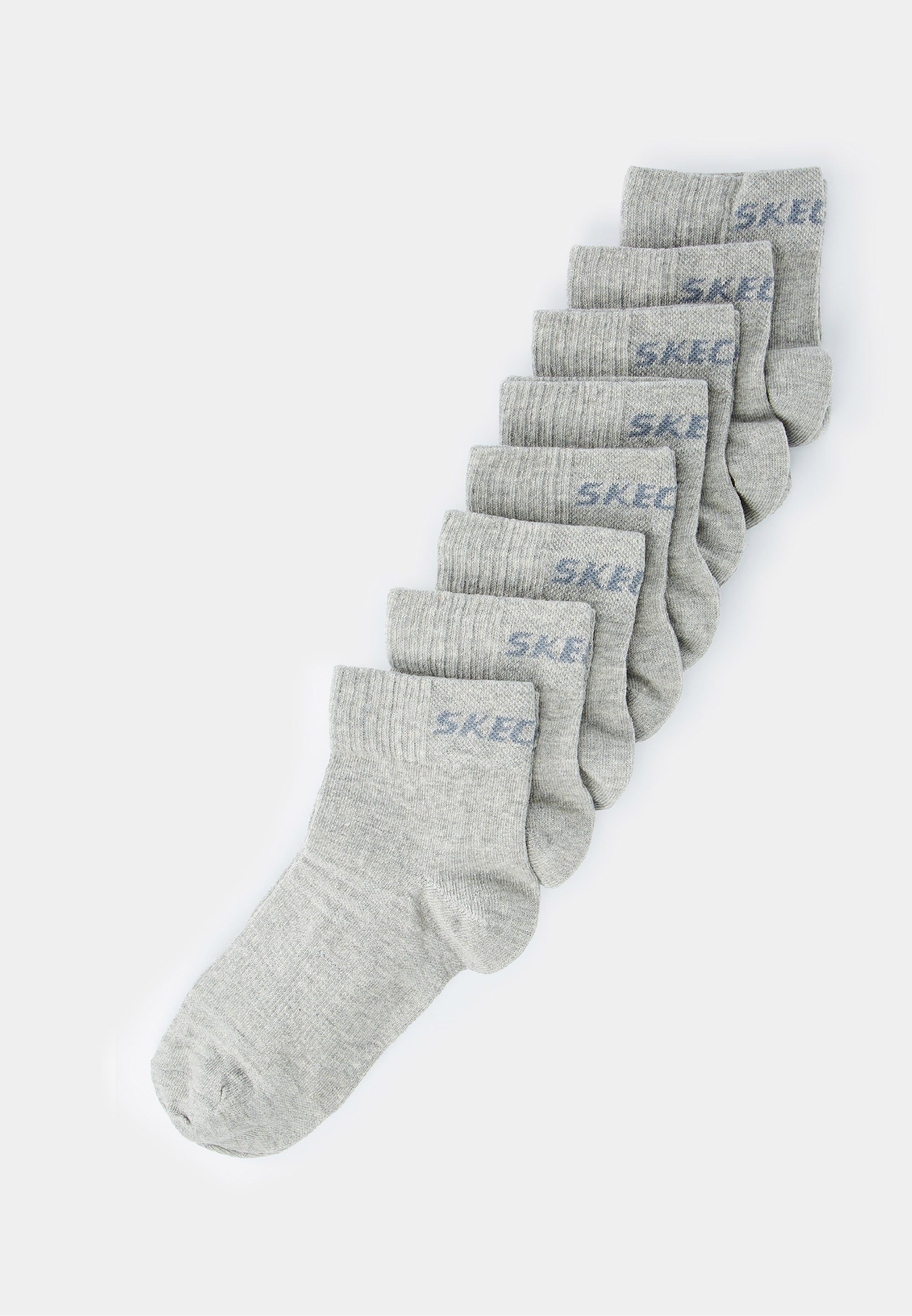 Socken 8er-Pack grau, im Skechers Markenschriftzug mit meliert (8-Paar) schickem