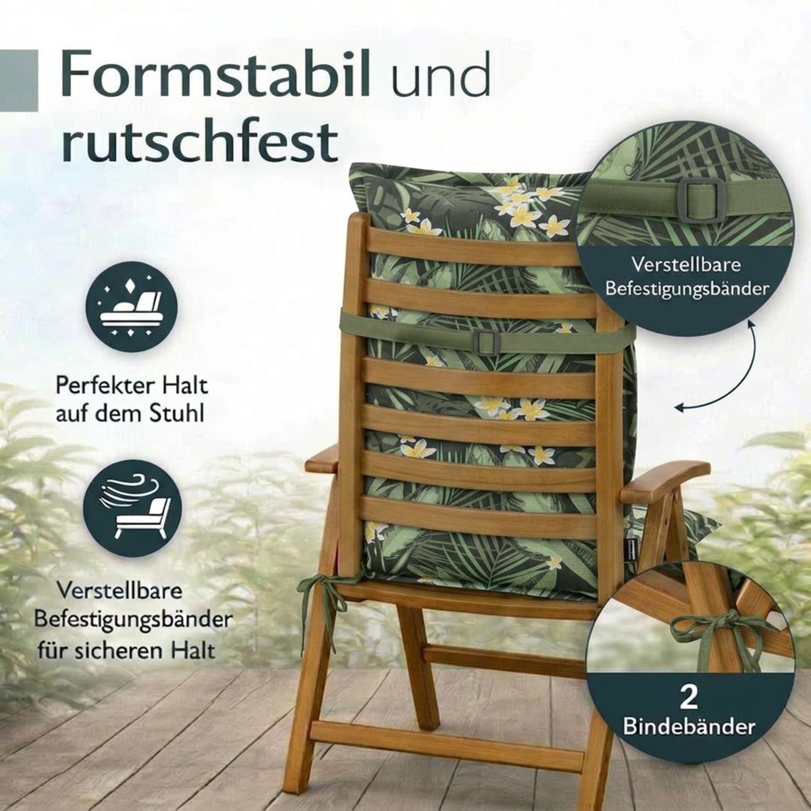 BURI Hochlehnerauflage Hochlehner Auflagen Sitzkissen Polster für Sessel Gartenstuhl Kissen, (6 St)