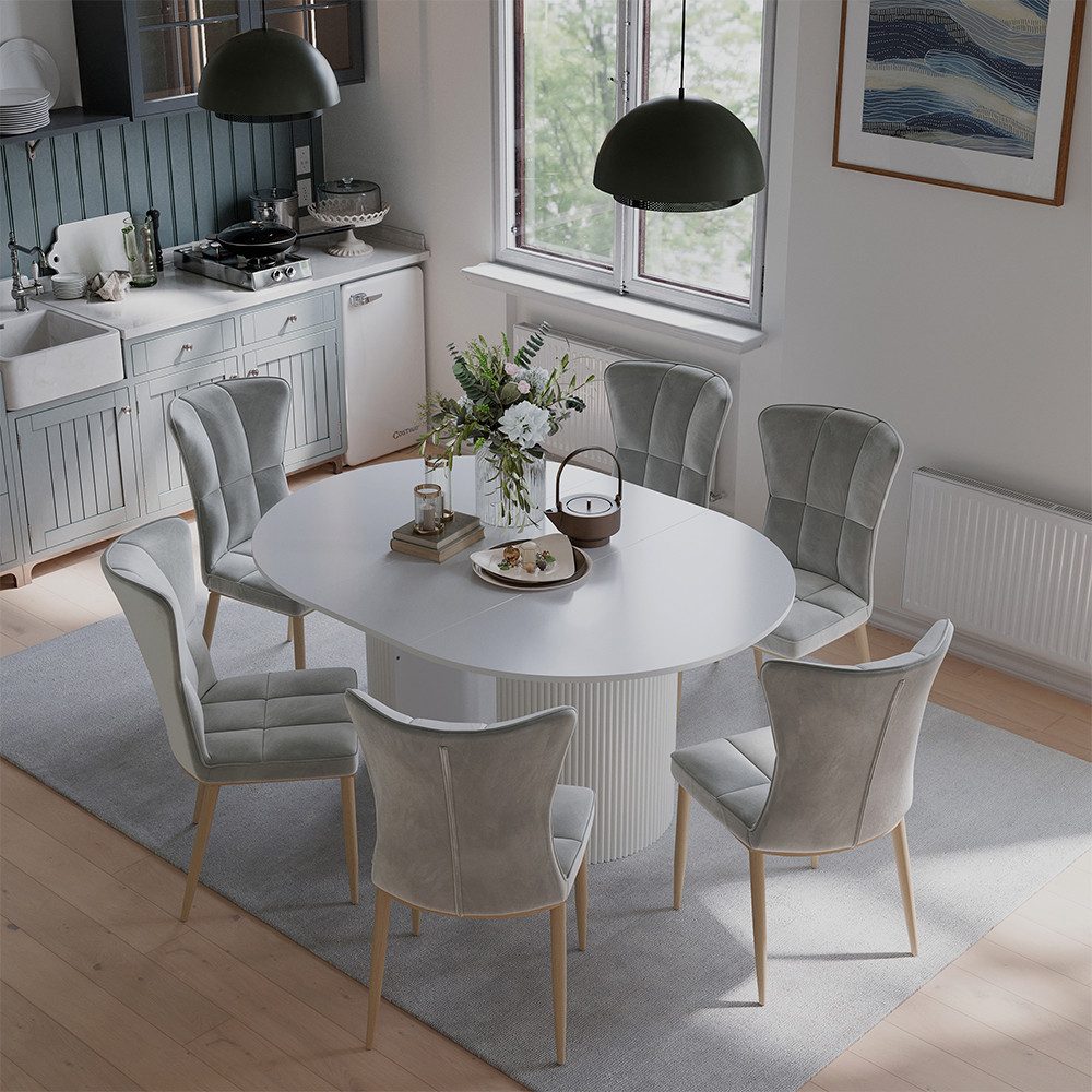 Vicco Esstisch Calero, Weiß, 120 x 60 cm ausziehbar (1-St)
