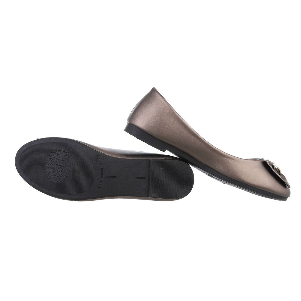 Ital-Design Damen Freizeit Ballerina (85894206) Blockabsatz Klassische Ballerinas in Bronze