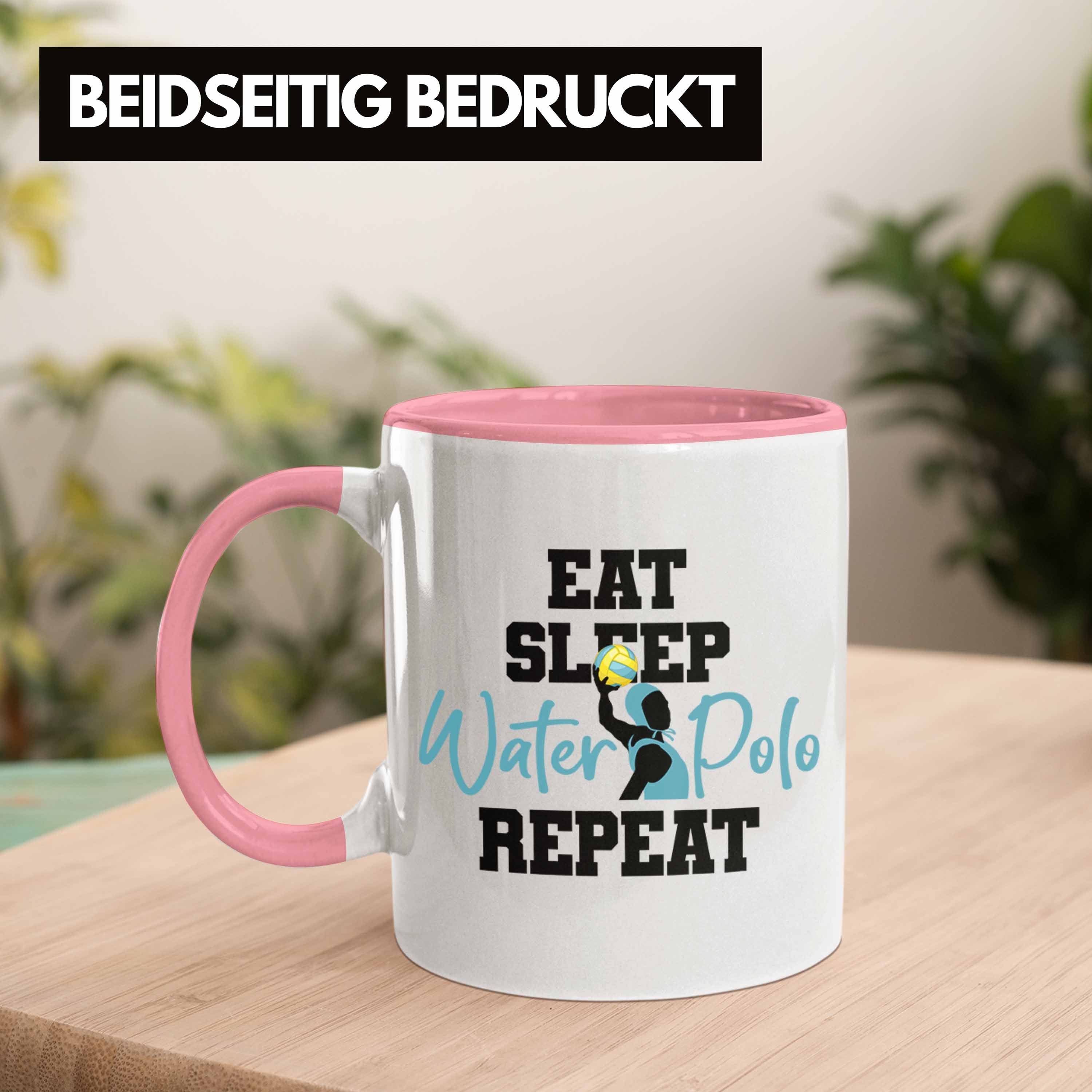 Tasse Geschenk Wasserball-Spieler Tasse Polo Eat Geschenkidee Water Sleap Wa Trendation Rosa