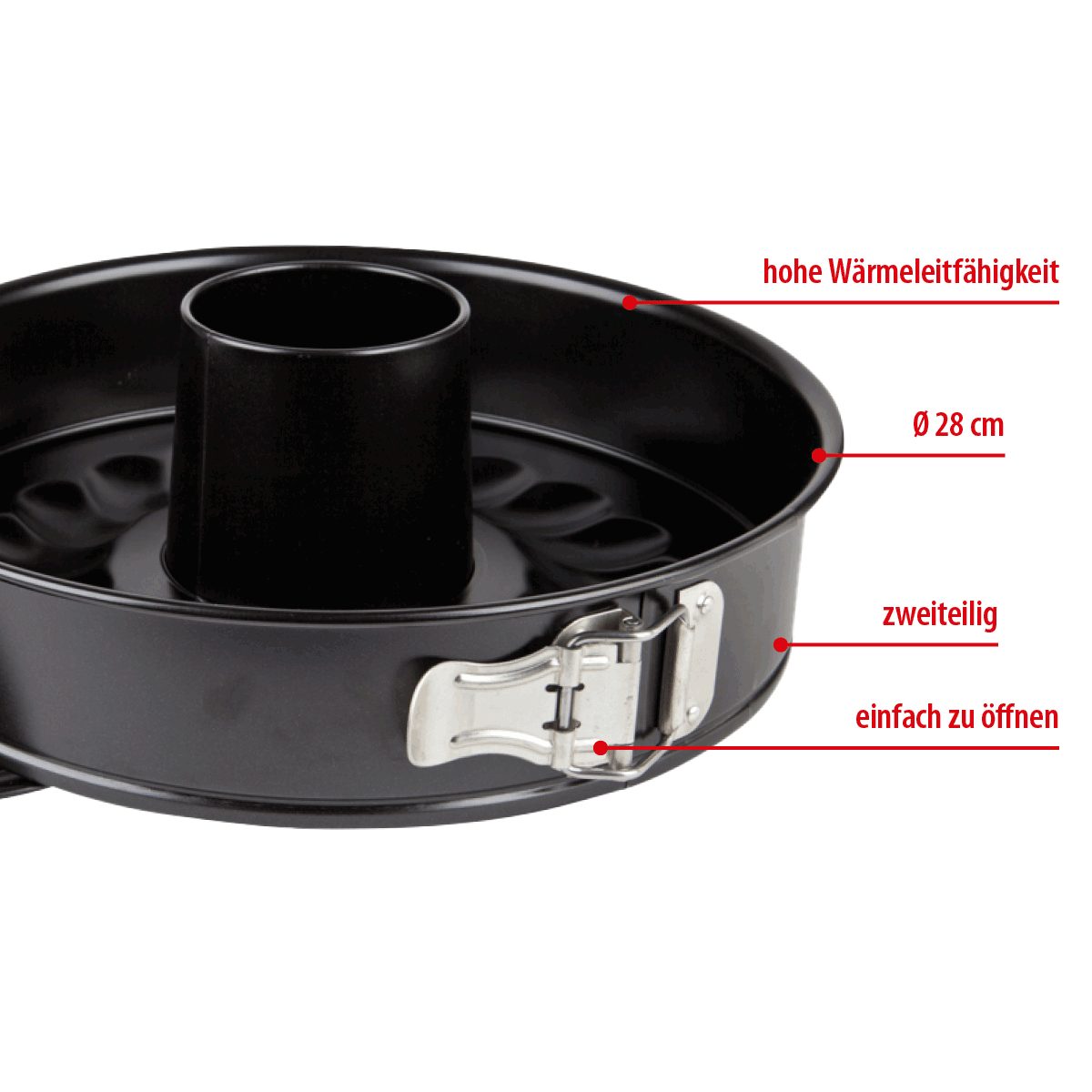 EUROHOME Springform Kuchenform rund mit Kranzeinsatz Ø28 cm Antihaftbeschichtung, (2-tlg), Kuchenform rund - Backform Kuchen antihaft