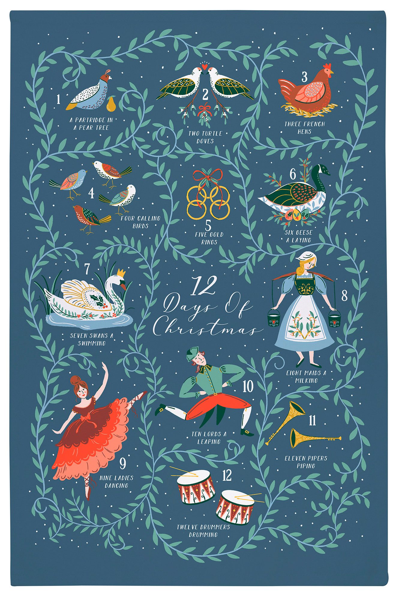 Ulster Weavers Geschirrtuch 12 Days of Christmas, (1-tlg., 1-teilig), 100% Baumwolle 48x74cm Küchentuch