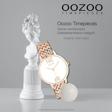 OOZOO Quarzuhr Oozoo Unisex Armbanduhr roségold Analog, Damen, Herrenuhr rund, (ca. 38mm) Edelstahlarmband, Elegant-Style