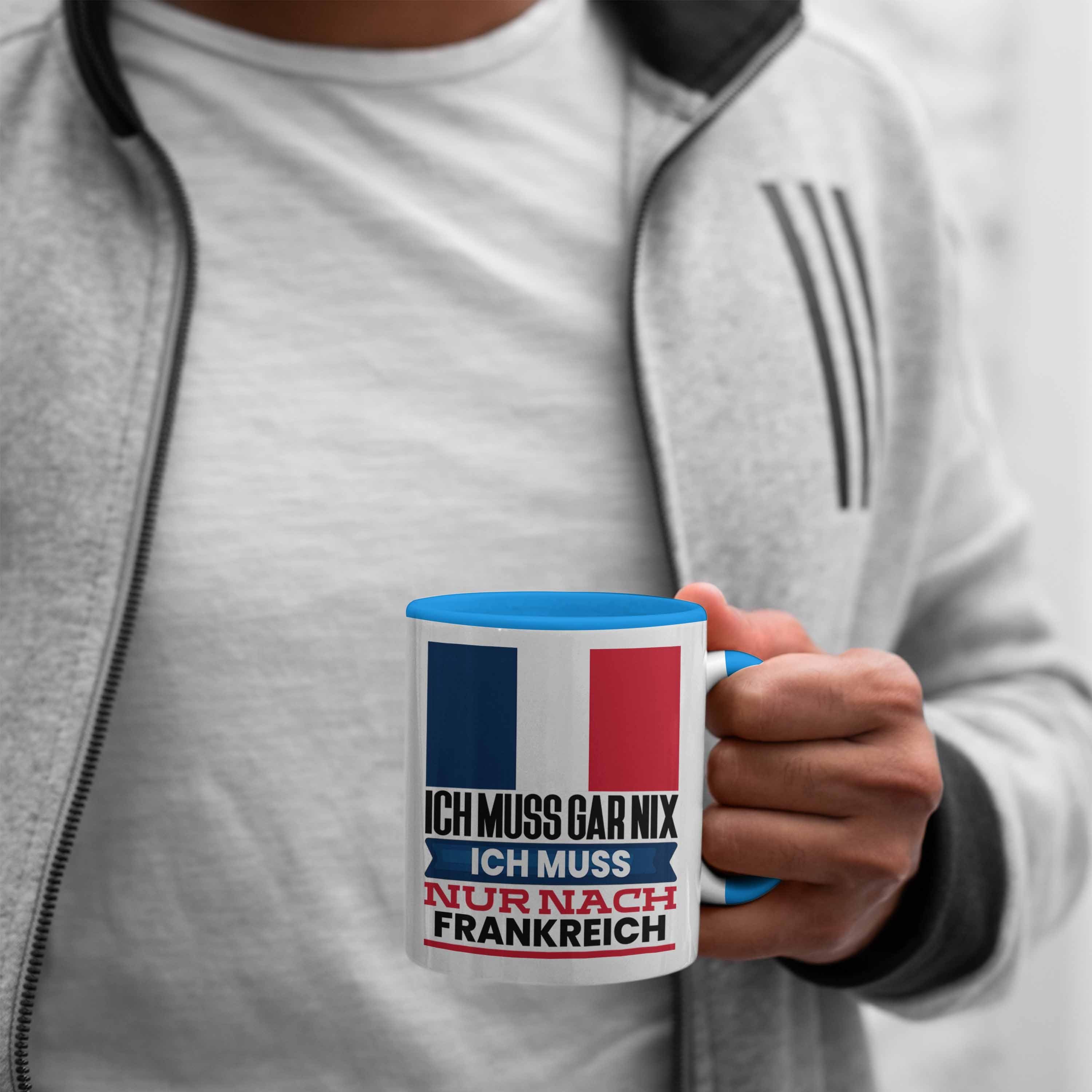 Trendation Tasse Frankreich Tasse für Geburtstag Geschenkidee Geschenk Franzosen Urlaub Blau