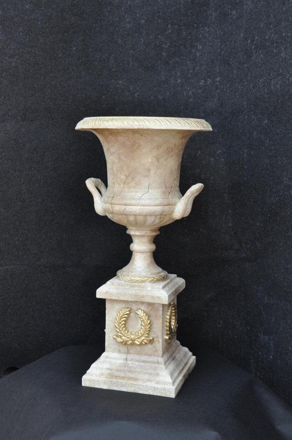 Vase Skulptur Kübel XXL Blumen 61cm Kelch Pokal Kalssische Deko Beige Vasen Design JVmoebel