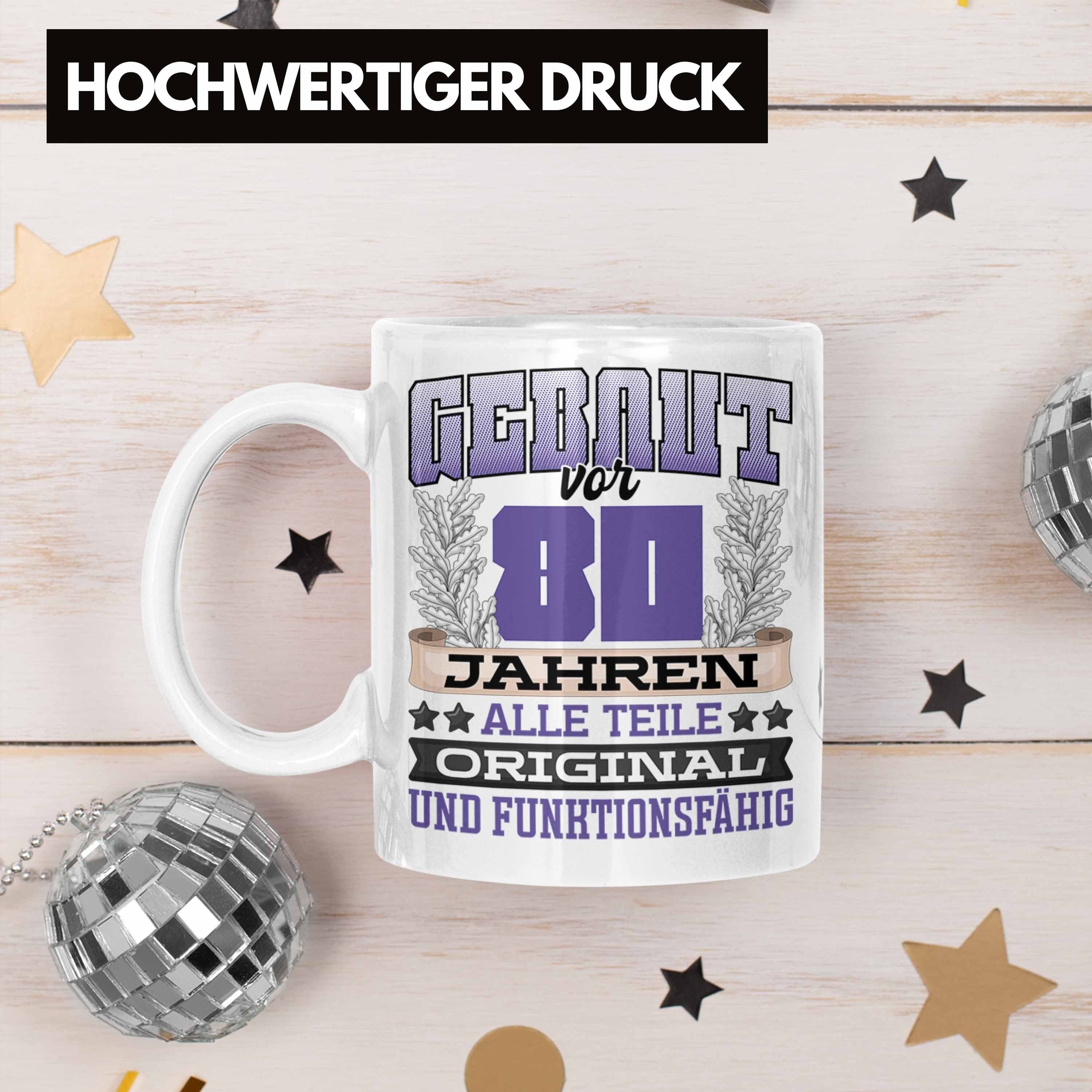 Trendation Tasse 80. Geburtstag Tasse Geschenk Frauen Männer Spruch Gebaut Vor 80 Jahre