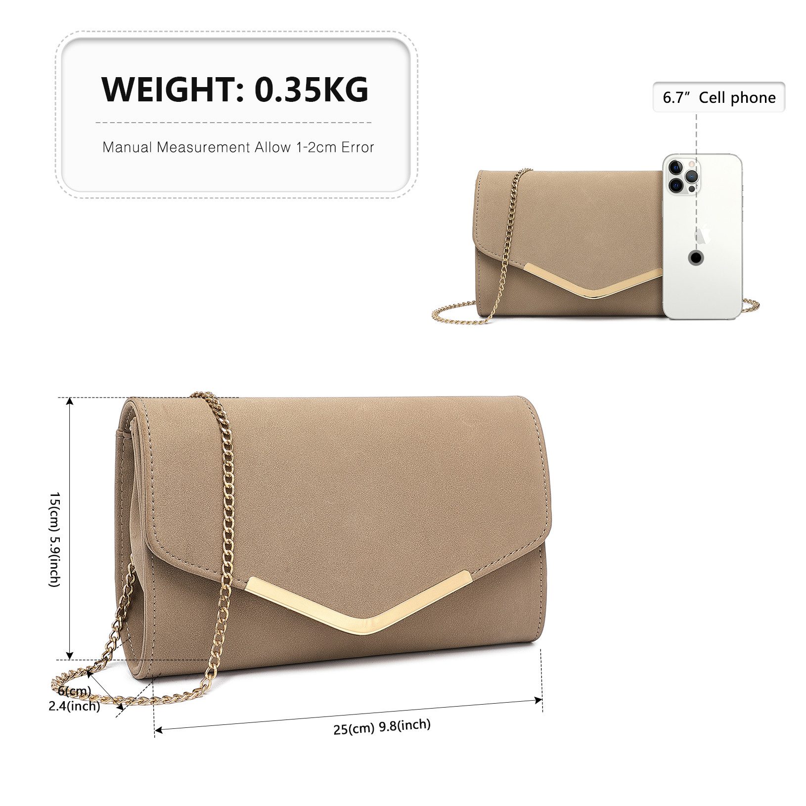 Miss Lulu Abendtasche Clutch Damen Elegant Kettentasche Hochzeit Umhängetasche Handtasche