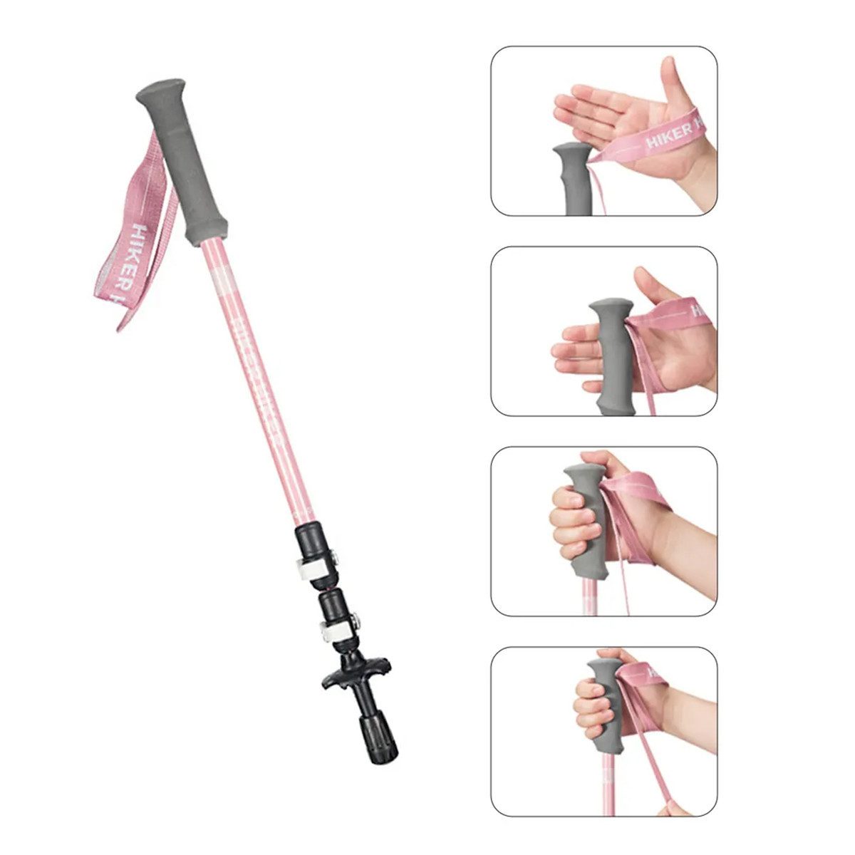 Welikera Wanderstöcke 1 st Teleskop-Wanderstöcke 51–100 cm, verstellbar mit EVA-Griff (Verstellbare Handschlaufen, Stark und praktisch), EVA-Griff