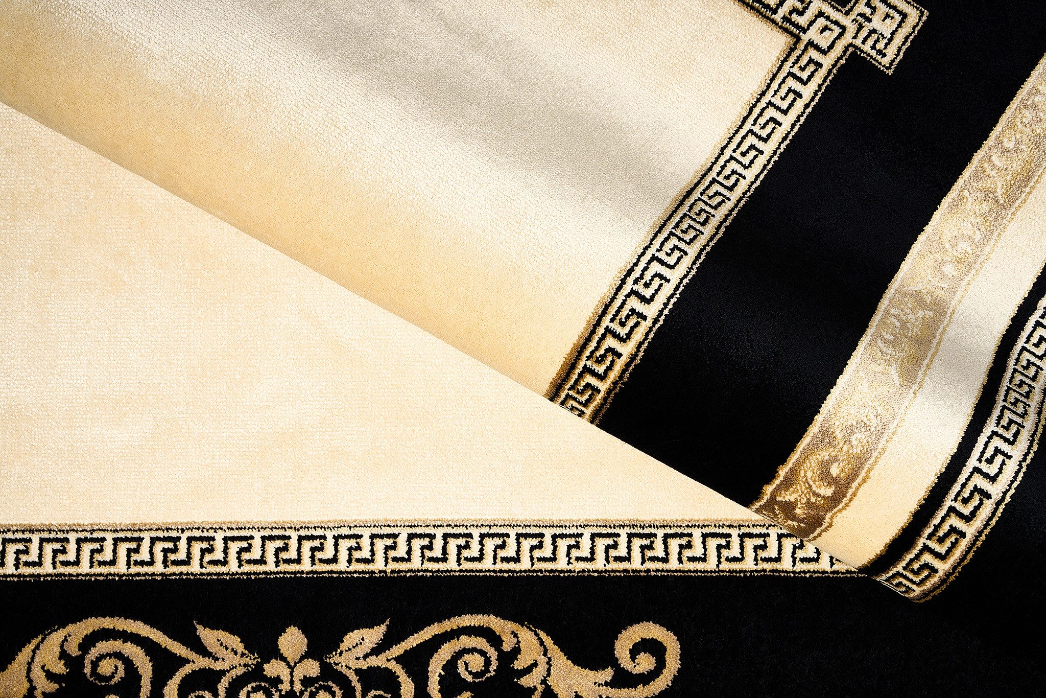Belle Arti Teppich Teppich Wohnzimmer Flur Läufer Schwarz Gold Florenz K-Seide rutschfest, Rechteckig, Kurzflor Schlafzimmer Flur Läufer Viskose Seidenglanz Run – Bild 4 von 5