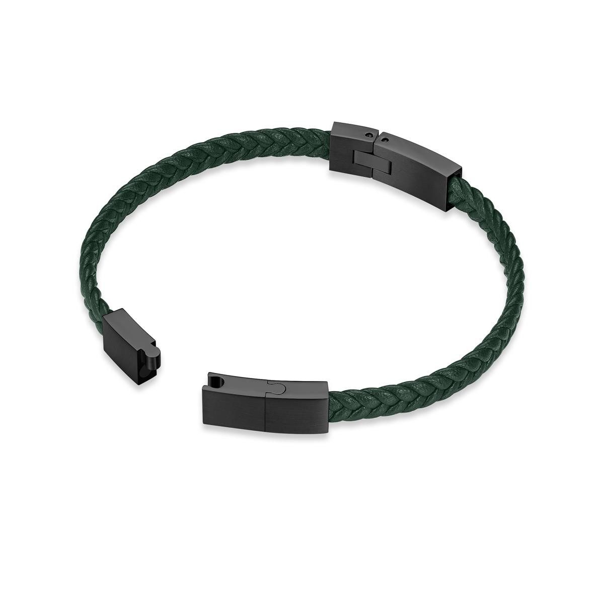 Police Armband Police Armband PEAGB0039503 Leder, Edelstahl, dunkelgrün, schwarz (kein Set, 1-tlg., kein Set)