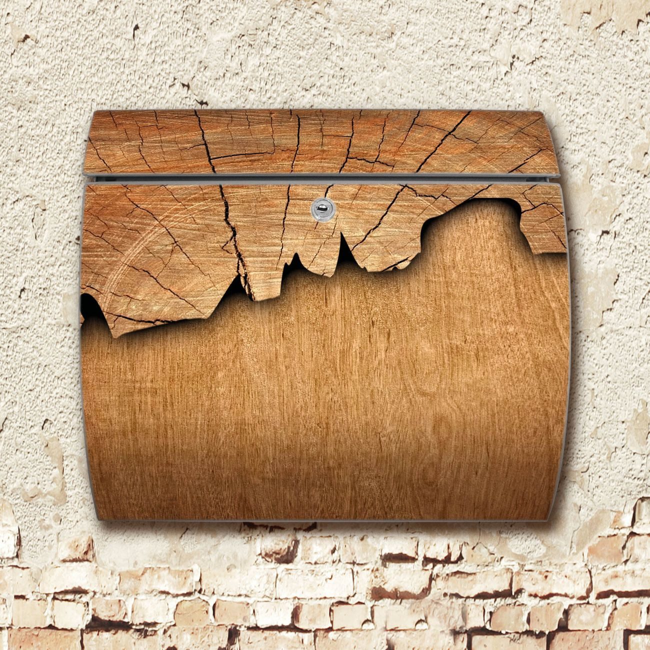 banjado Wandbriefkasten Edelstahl Holz (Wandbriefkasten UV- / Witterungsbeständig, Edelstahl), 37,6 x 33 x 10,6 cm