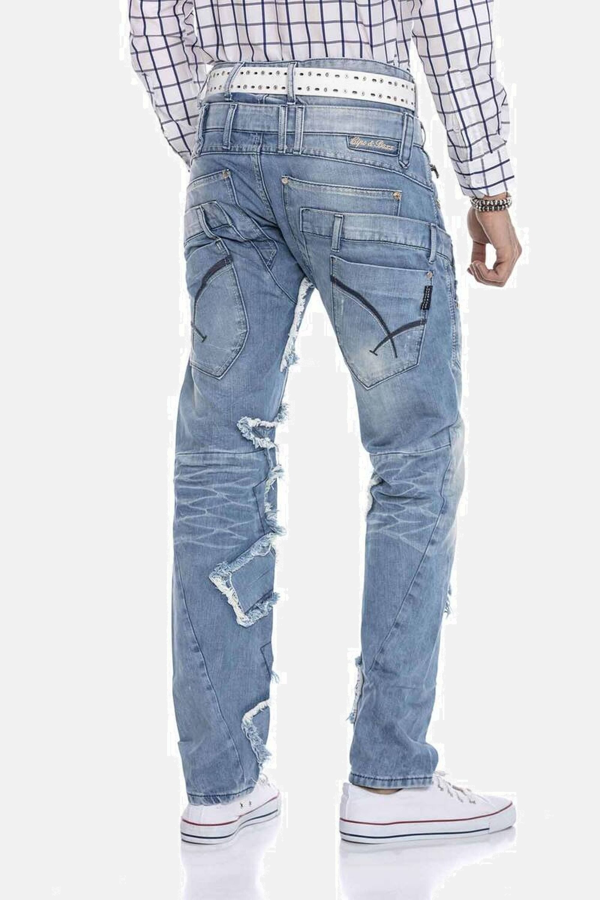 Cipo & Baxx Straight-Jeans DENIM bequeme Jeans im trendigen Patchwork-Design, CD617
