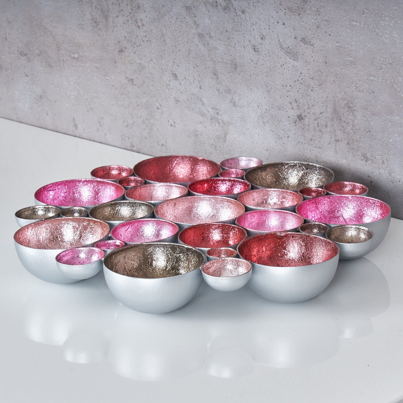 30x30cm Teelichthalter Teelichthalter, Levandeo® 30x30cm Teelichtschale Rosa Rosa Metall Schale - Pastell Pink