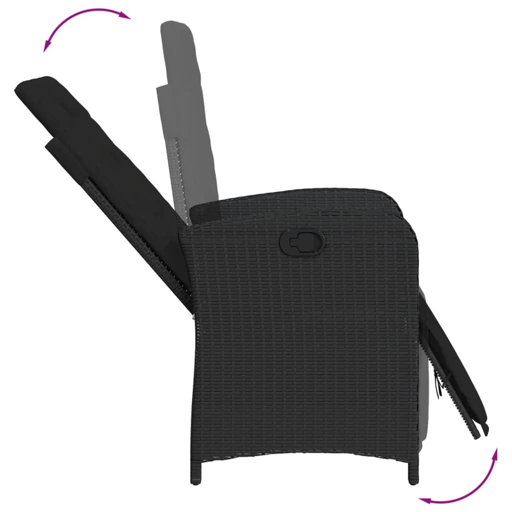 vidaXL Garten-Essgruppe 7-tlg. Garten-Essgruppe mit Kissen Schwarz Poly Rattan, (6-tlg)