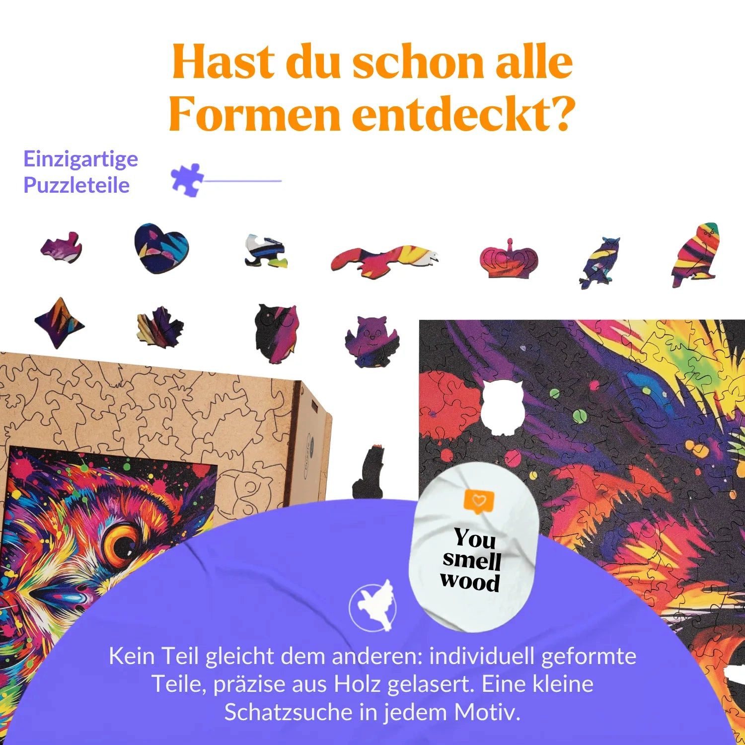 MagicHolz Puzzle Bunte Eule Holzpuzzle (2D), 1000 Puzzleteile
