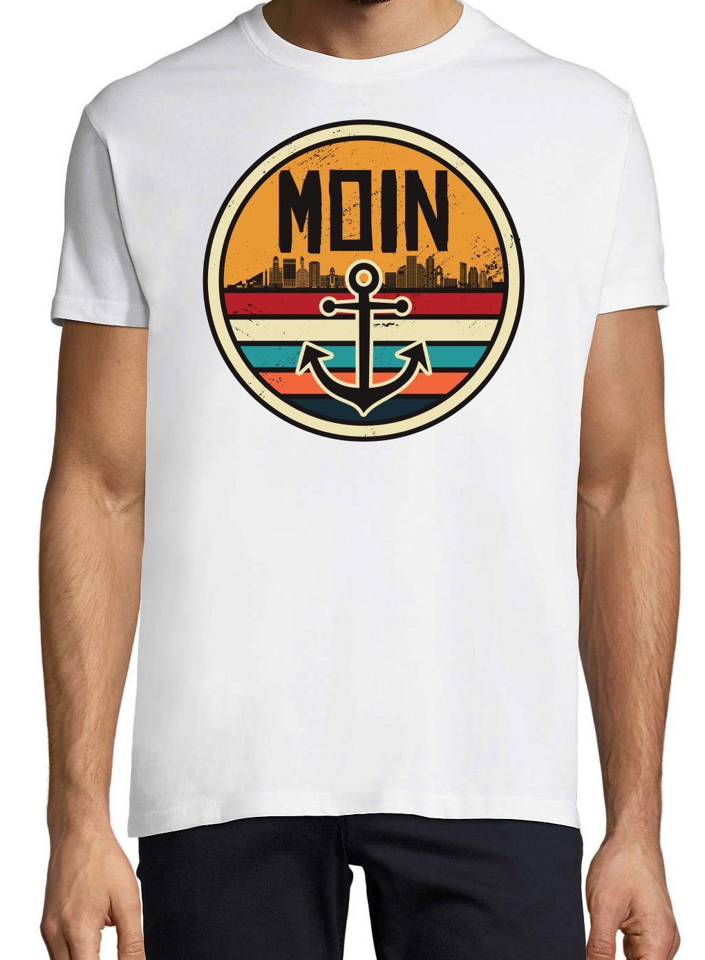 Weiß Moin T-Shirt modischem Herren Spruch mit Designz Print Spruch Anker Youth und Logo Print-Shirt