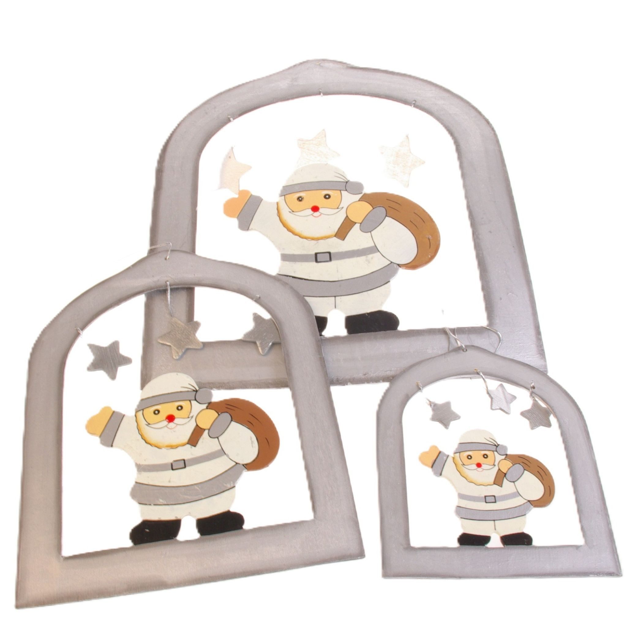 Deko AS Weihnachtsmann Weihnachtsdeko Hänger-Set Nikolaus - weiß-silber - 3 Stück - 3385 01 (3 St., Dekoset in verschiedenen Größen)