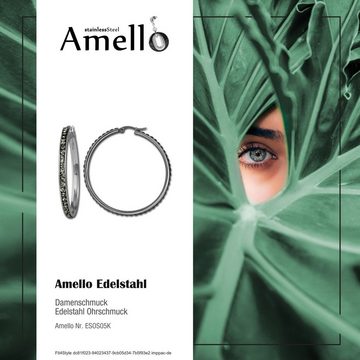 Amello Paar Creolen Amello Ohrringe Edelstahl Creolen 50mm (Creolen), Damen Creolen aus Edelstahl (Stainless Steel), silberfarben, grau