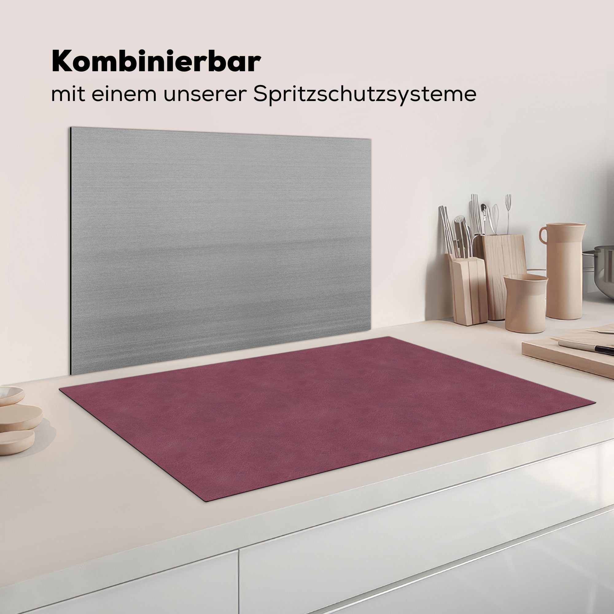 MuchoWow Herdblende-/Abdeckplatte Induktionsschutz - Vinyl, Ceranfeldabdeckung, für Rosa cm, - - Leder Tierfell, (1 küche Arbeitsplatte 83x51 tlg)