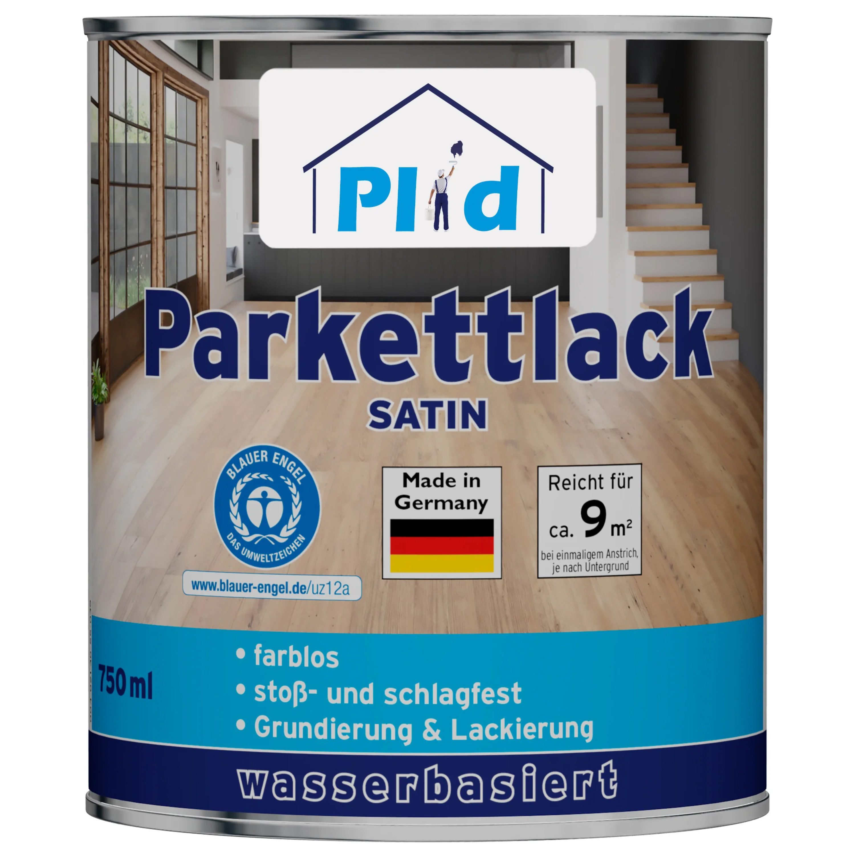 plid Treppen- und Parkettlack Premium Parkettlack Parkettsiegel Klarlack Farblos Set, Schnelltrocknend