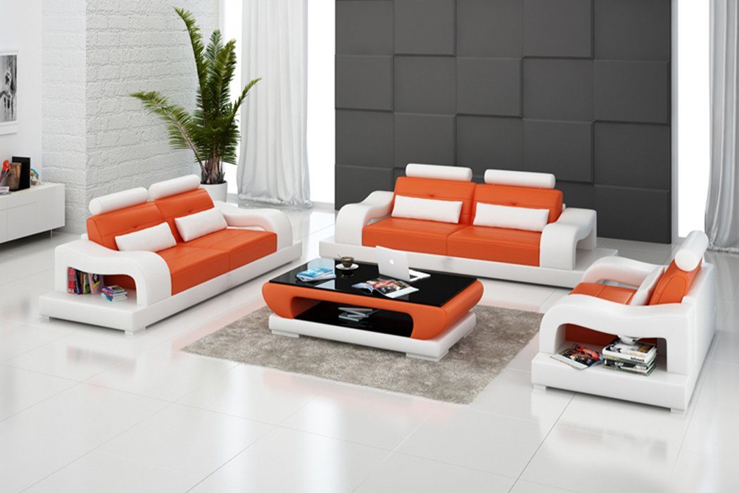 JVmoebel Sofa Luxus 3+2+1 Couchgarnitur Polstermöbel stilvolle Sofas Neu, Made in Europe Orange