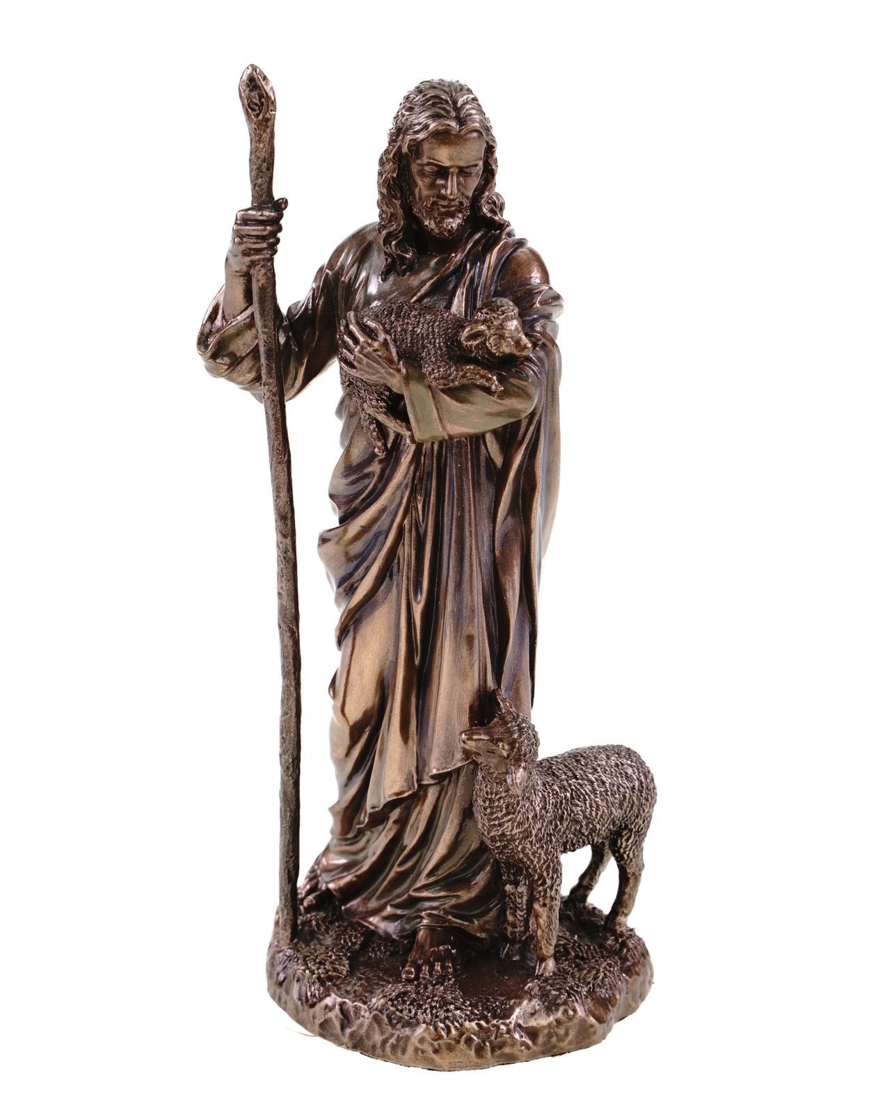 Vogler Dekofigur Jesus Figur Der Gute Hirte religiöse Skulptur bronziert 16 cm Veronese