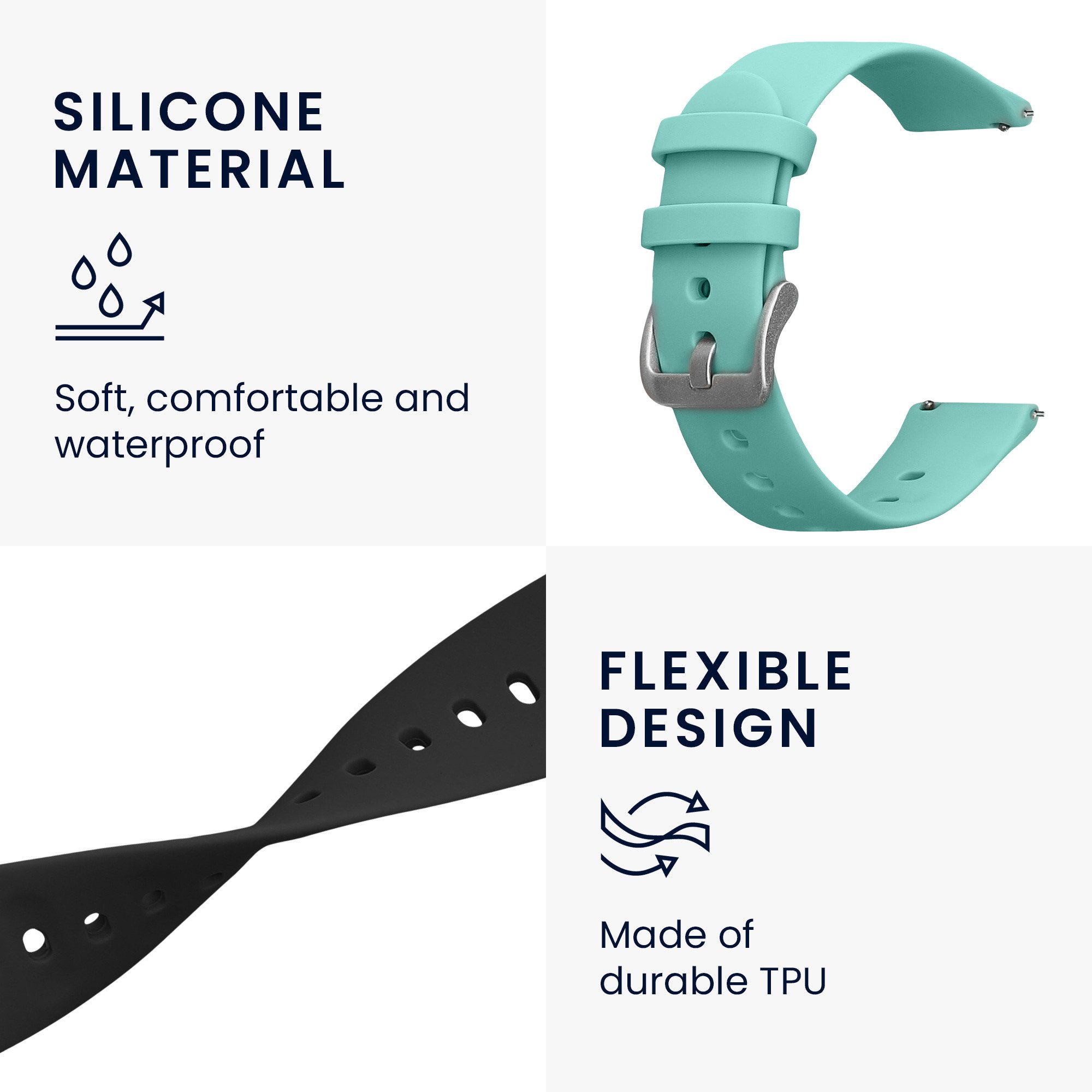 kwmobile 2x Band für Xplora X6 Play Smartwatch, 2-tlg., Silikon Fitnesstracker Ersatz Sportarmband - Größe S